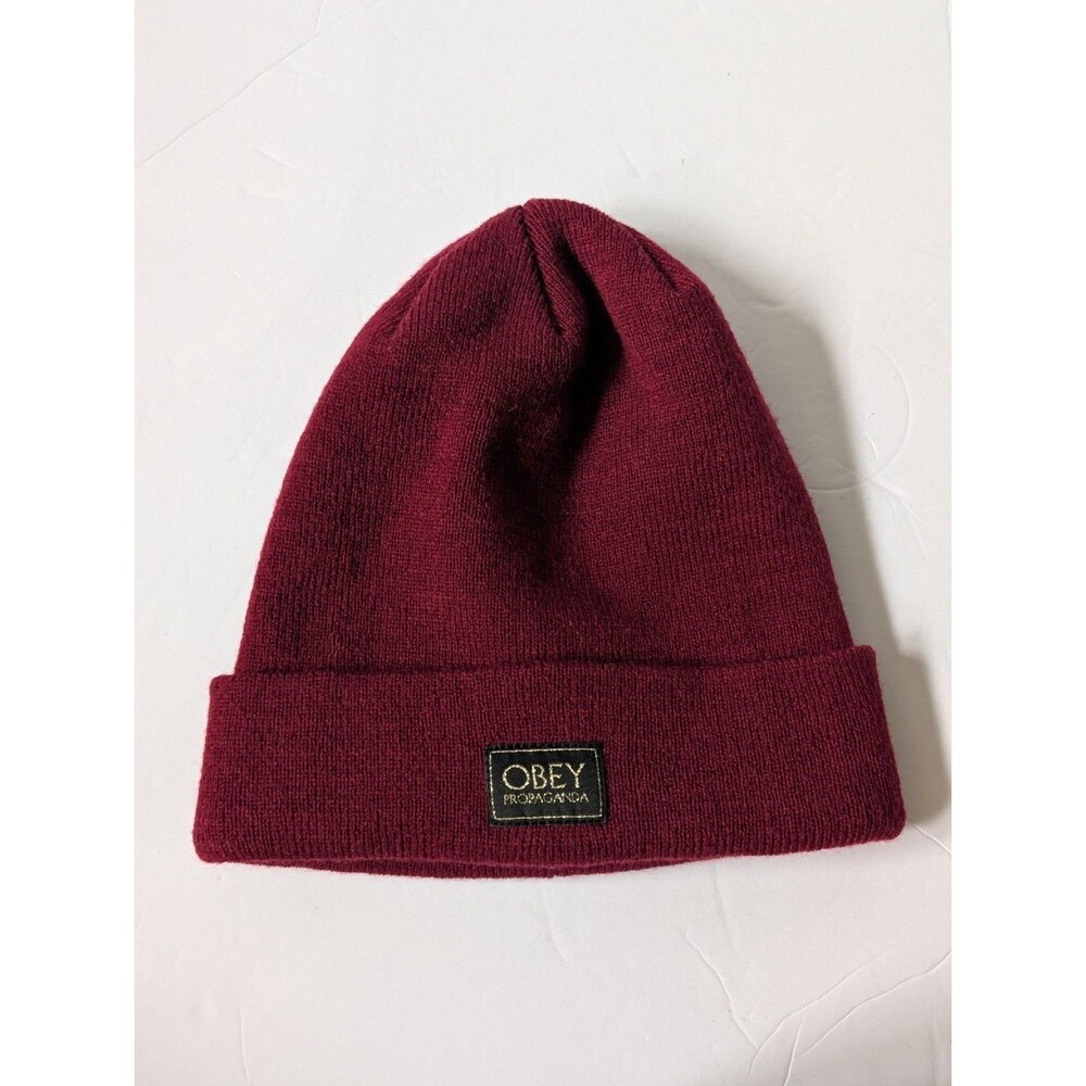 Obey propaganda Vernon Beanie Wine Red Pristine Condition Adult One Size